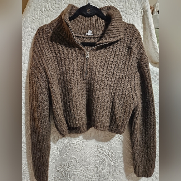 Brown Zip Up Sweater - Picture 1 of 3